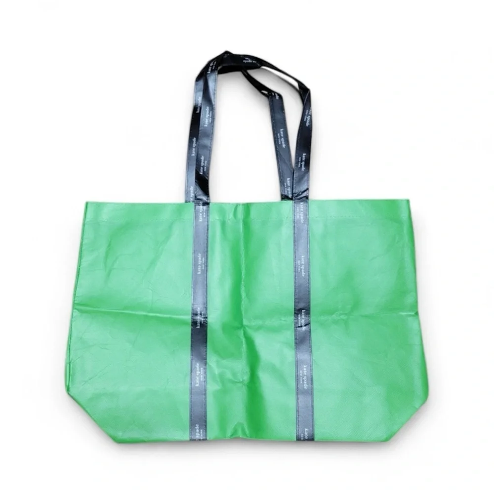 Kate Spade New York Dark Green Black Foldable Re-Usable Tote Bag